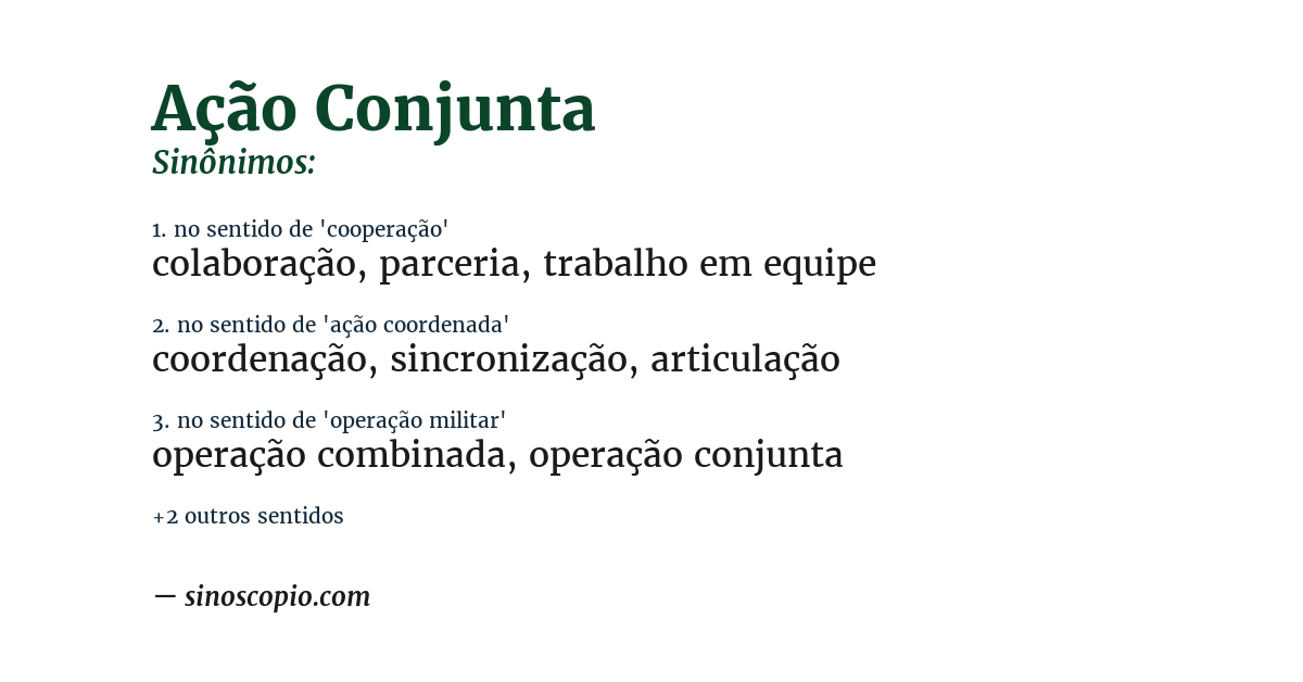 Sinônimo de ação conjunta