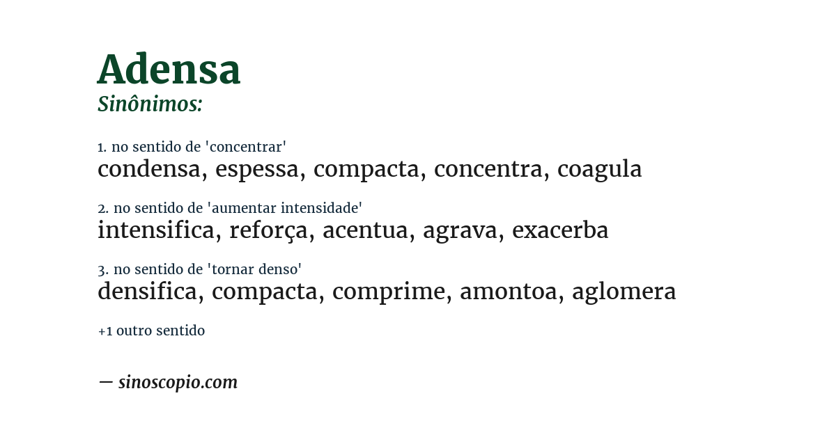 Sinônimo de adensa