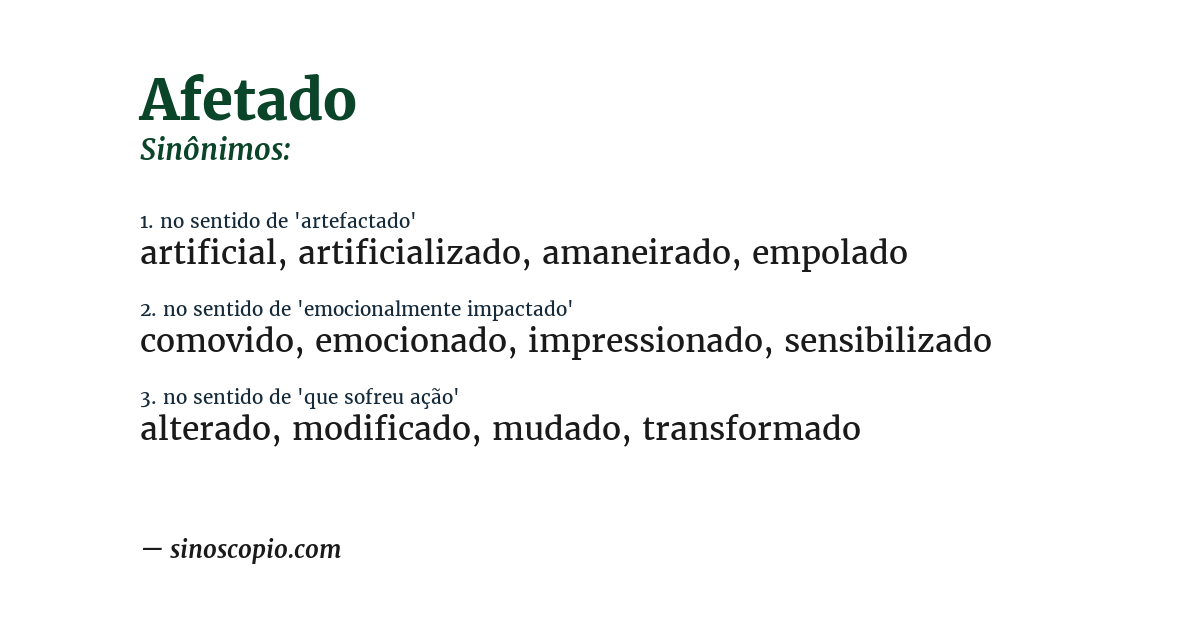 Sinônimo de afetado