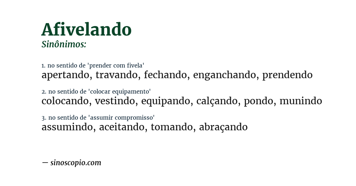 Sinônimo de afivelando
