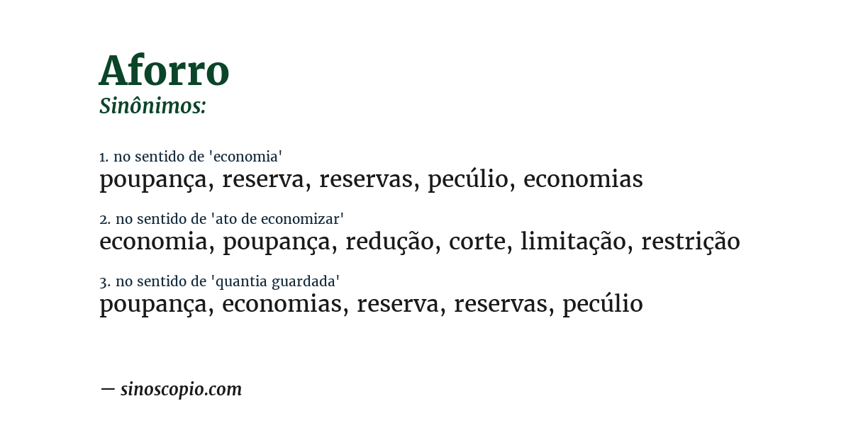 Sinônimo de aforro