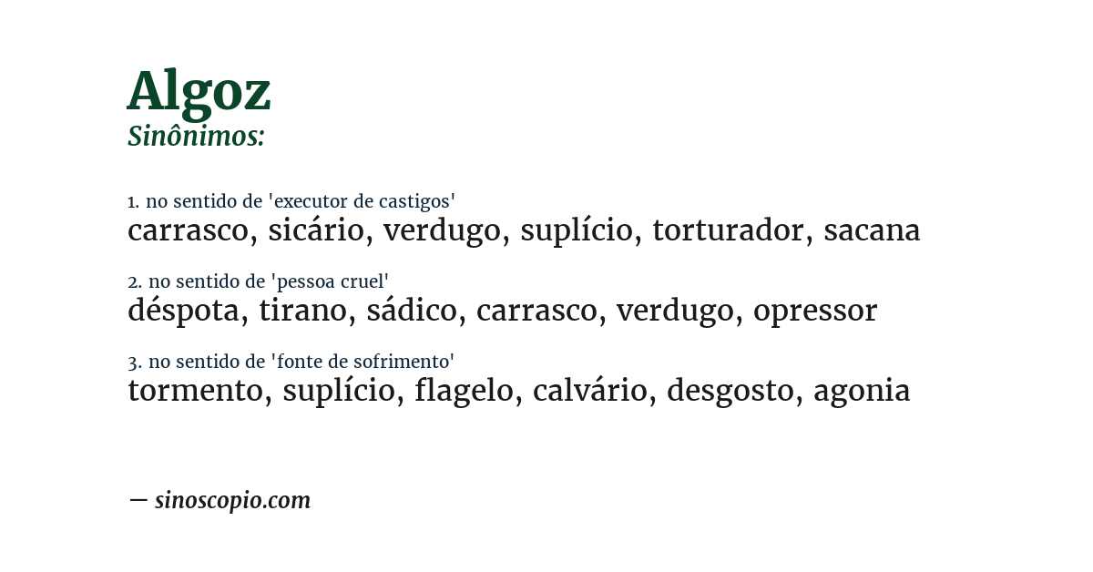 Sinônimo de algoz