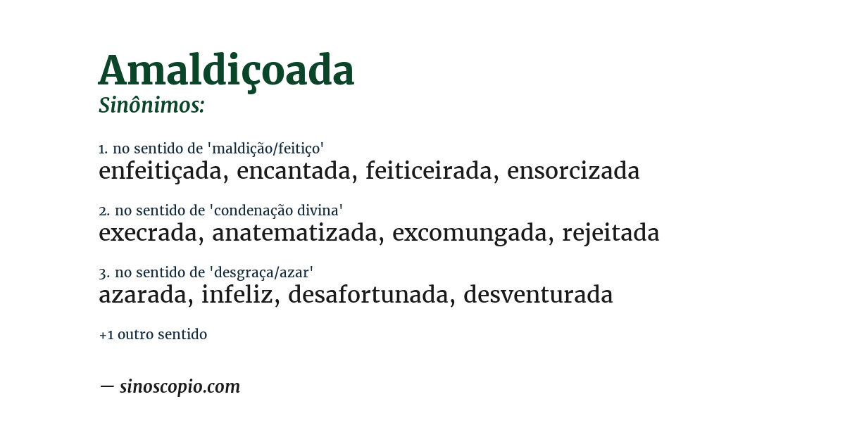 Sinônimo de amaldiçoada
