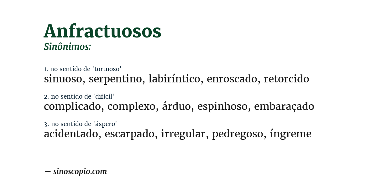Sinônimo de anfractuosos