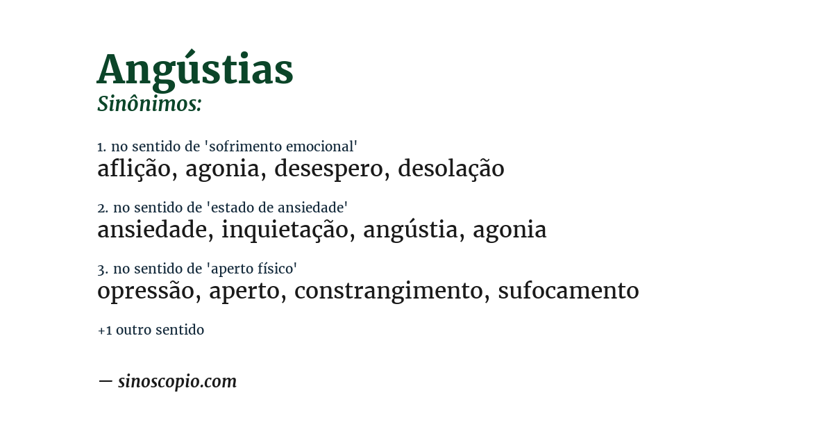 Sinônimo de angústias