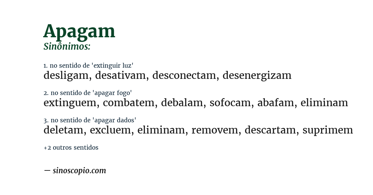 Sinônimo de apagam