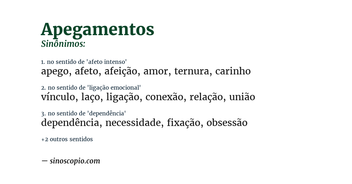 Sinônimo de apegamentos