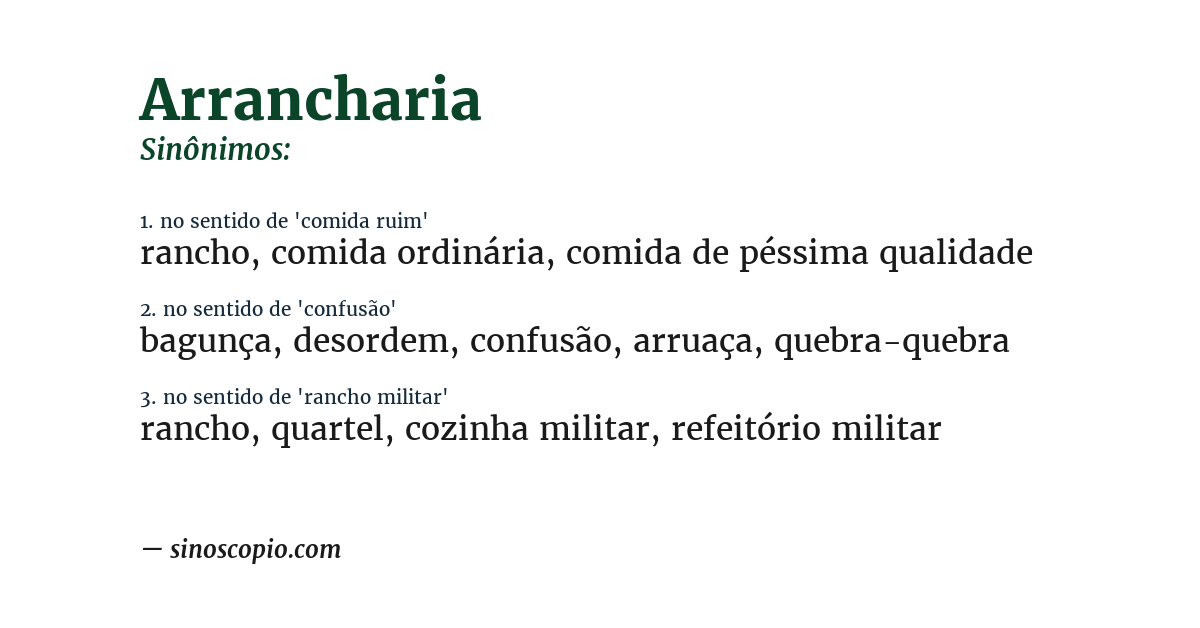 Sinônimo de arrancharia