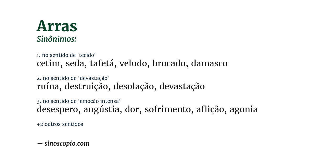 Sinônimo de arras