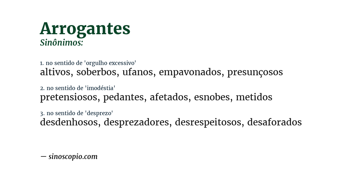Sinônimo de arrogantes