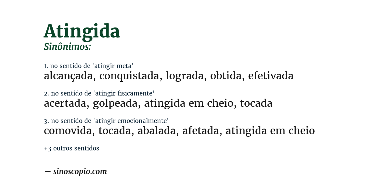 Sinônimo de atingida