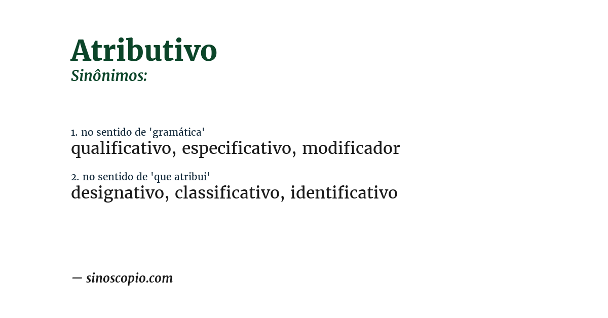 Sinônimo de atributivo