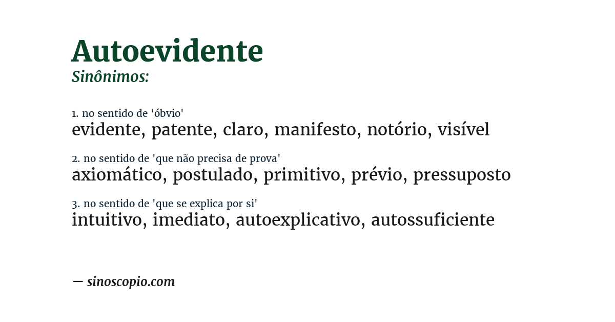 Sinônimo de autoevidente