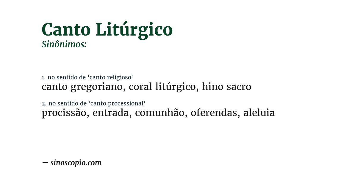 Sinônimo de canto litúrgico