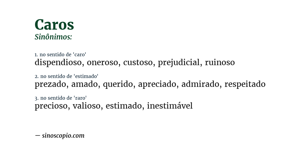 Sinônimo de caros