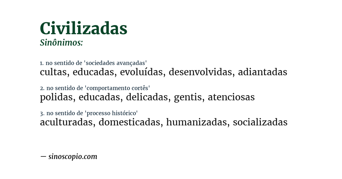 Sinônimo de civilizadas