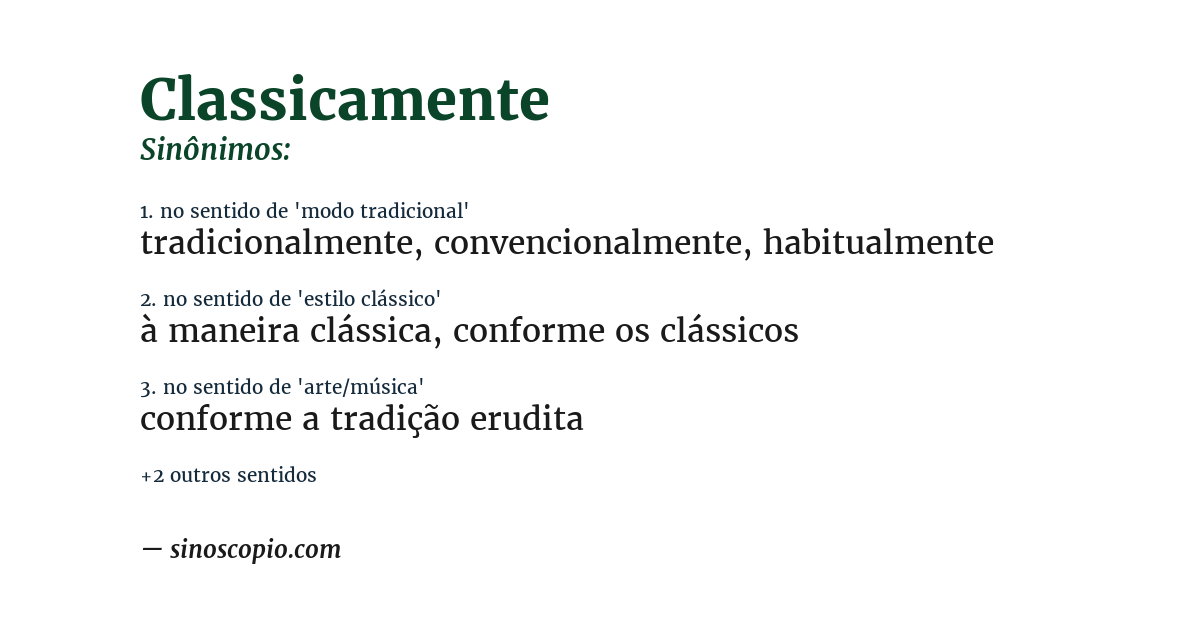 Sinônimo de classicamente