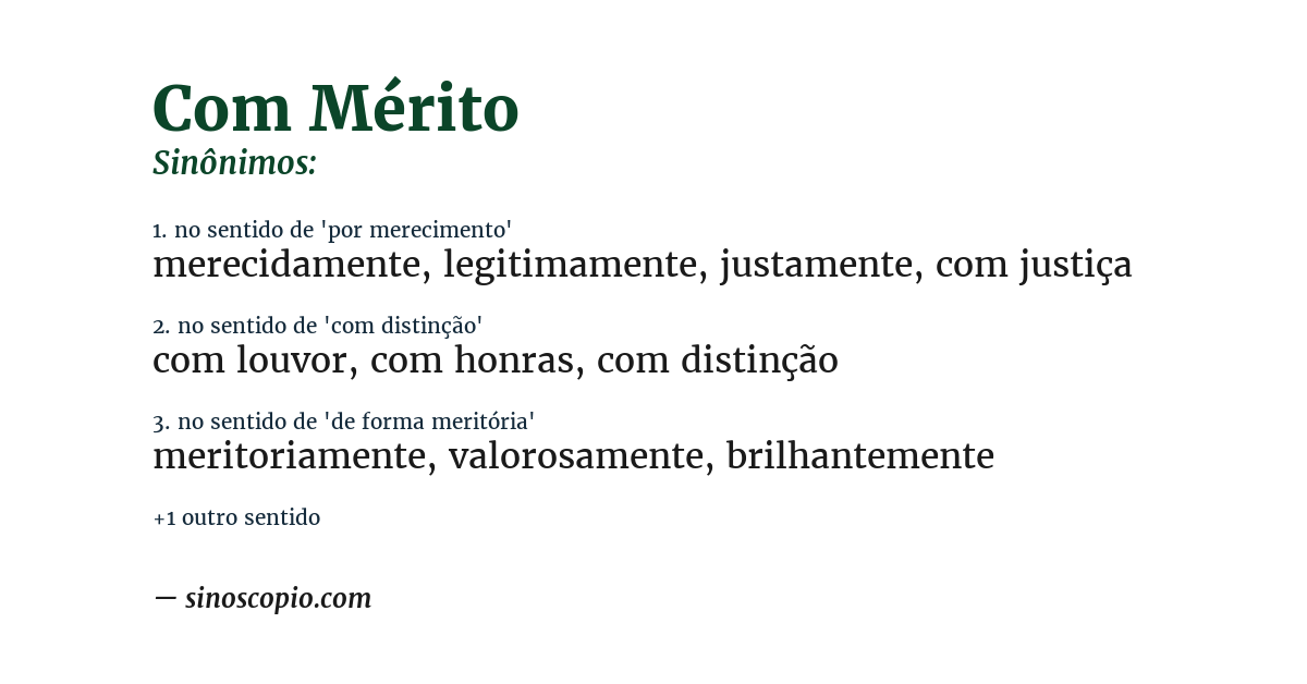 Sinônimo de com mérito