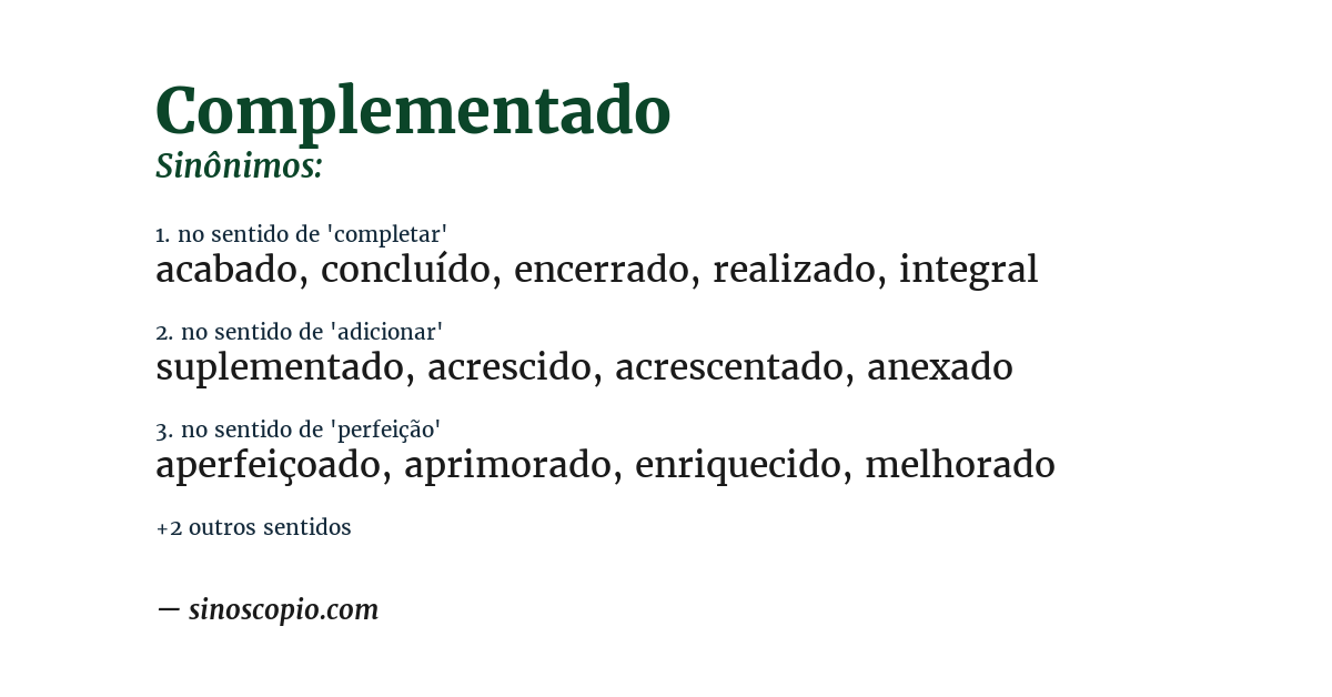 Sinônimo de complementado