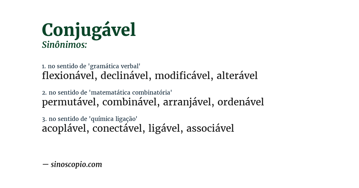Sinônimo de conjugável
