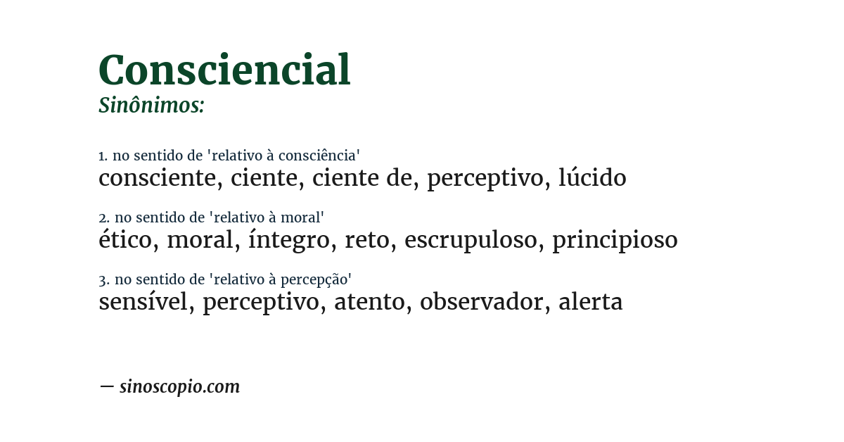 Sinônimo de consciencial