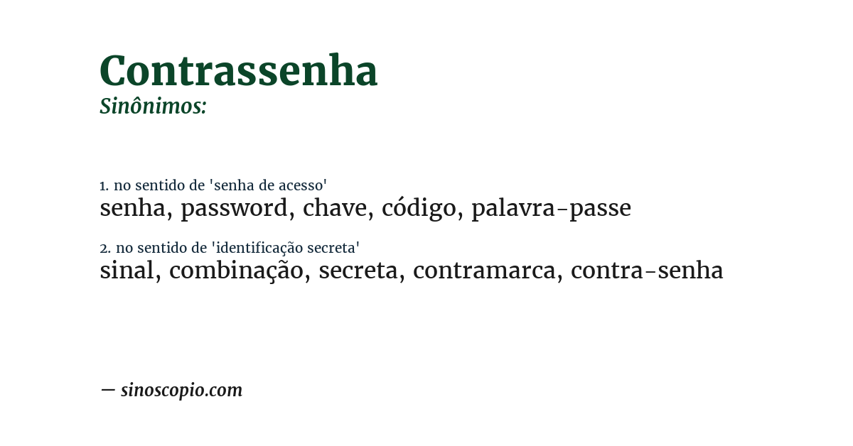 Sinônimo de contrassenha