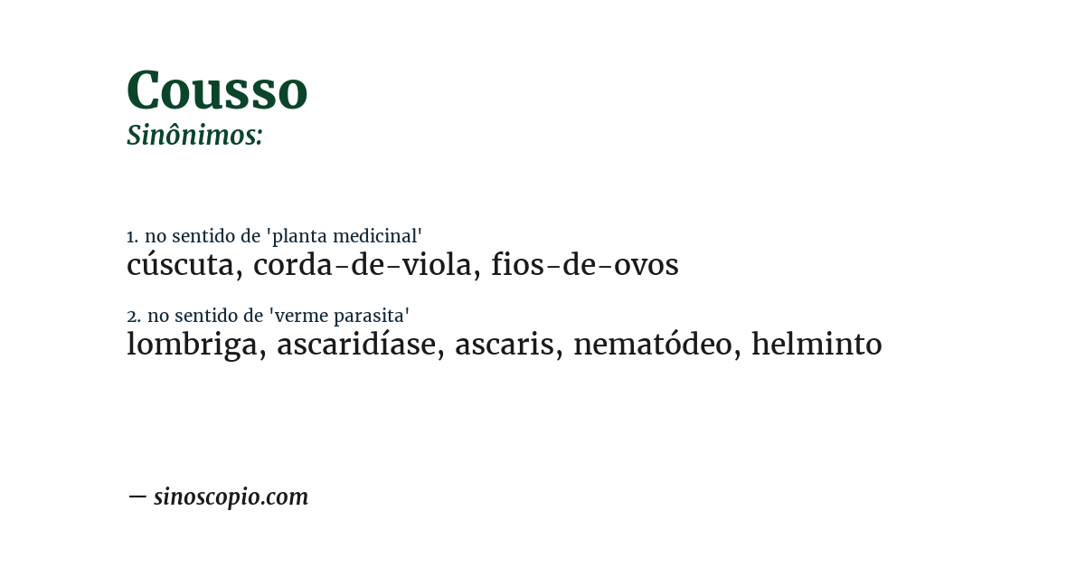 Sinônimo de cousso