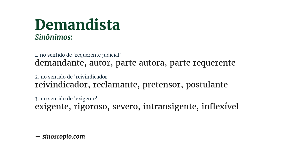 Sinônimo de demandista