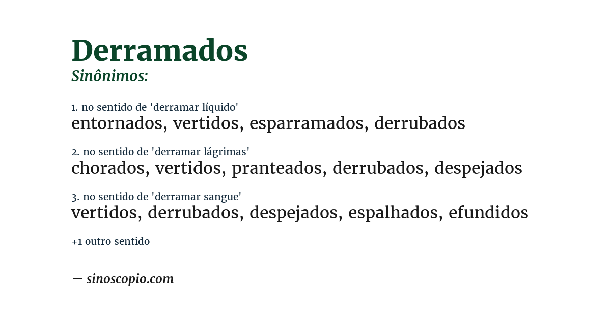 Sinônimo de derramados