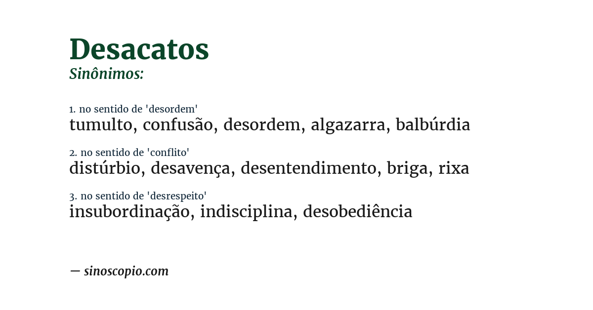 Sinônimo de desacatos