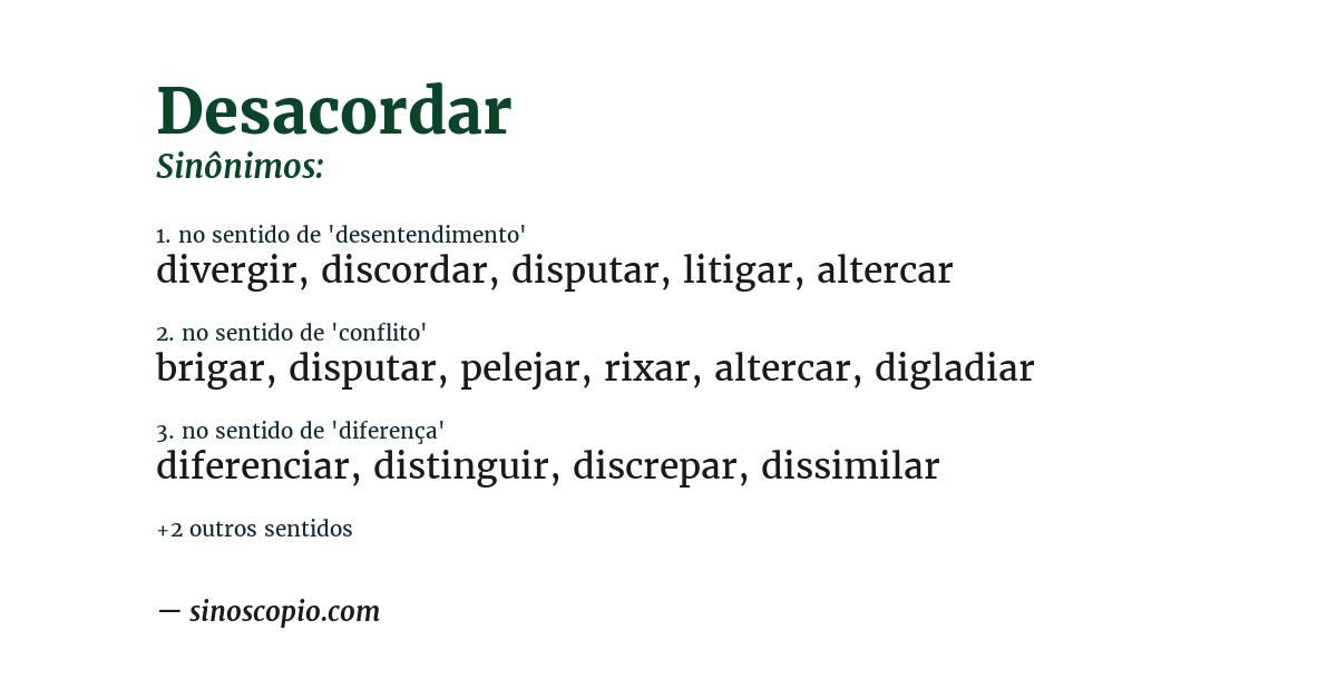 Sinônimo de desacordar