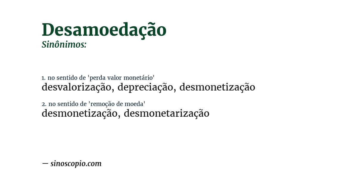 Sinônimo de desamoedação