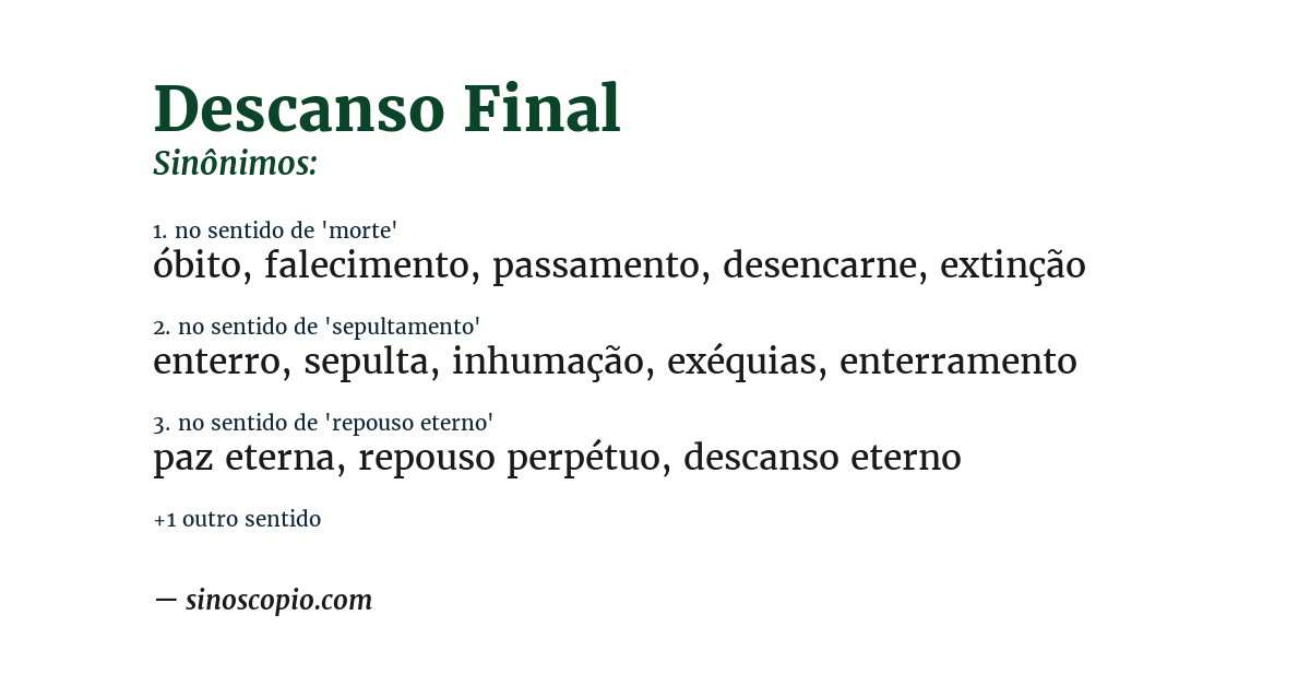 Sinônimo de descanso final
