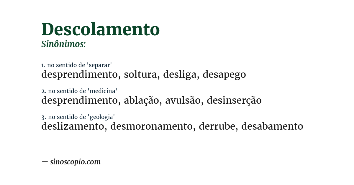 Sinônimo de descolamento