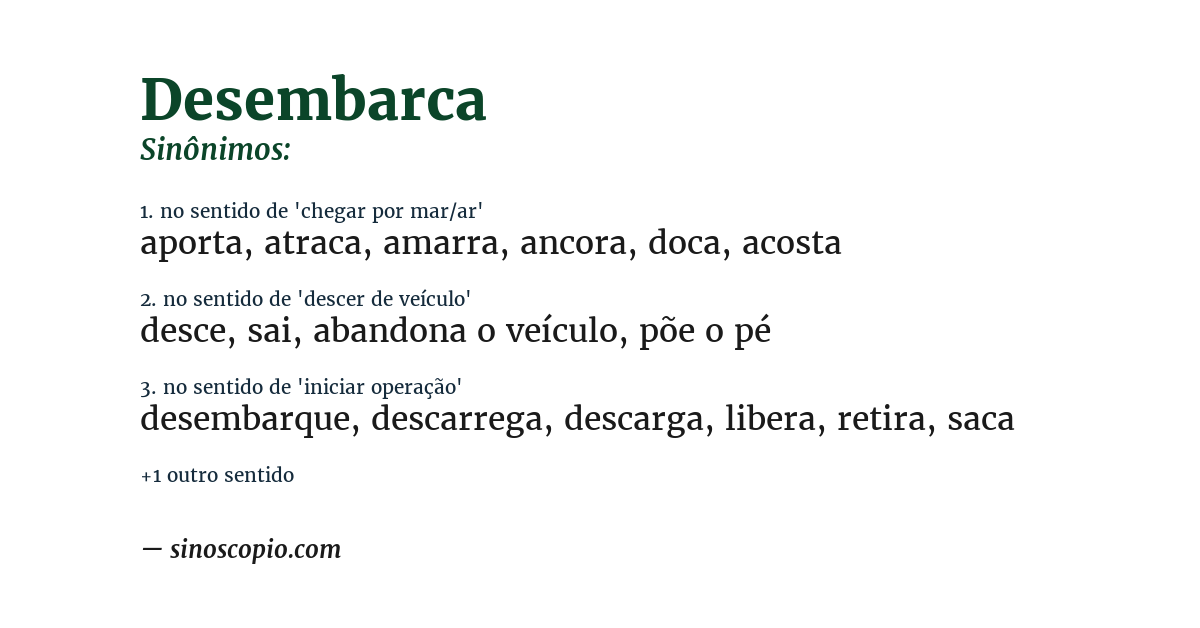 Sinônimo de desembarca
