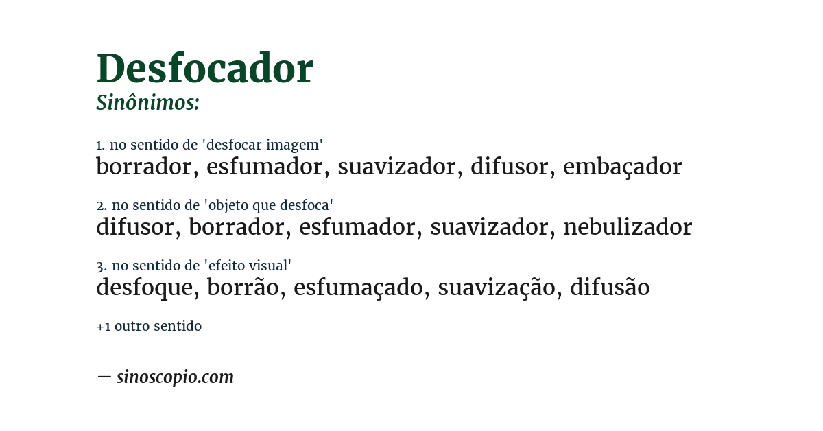 Sinônimo de desfocador