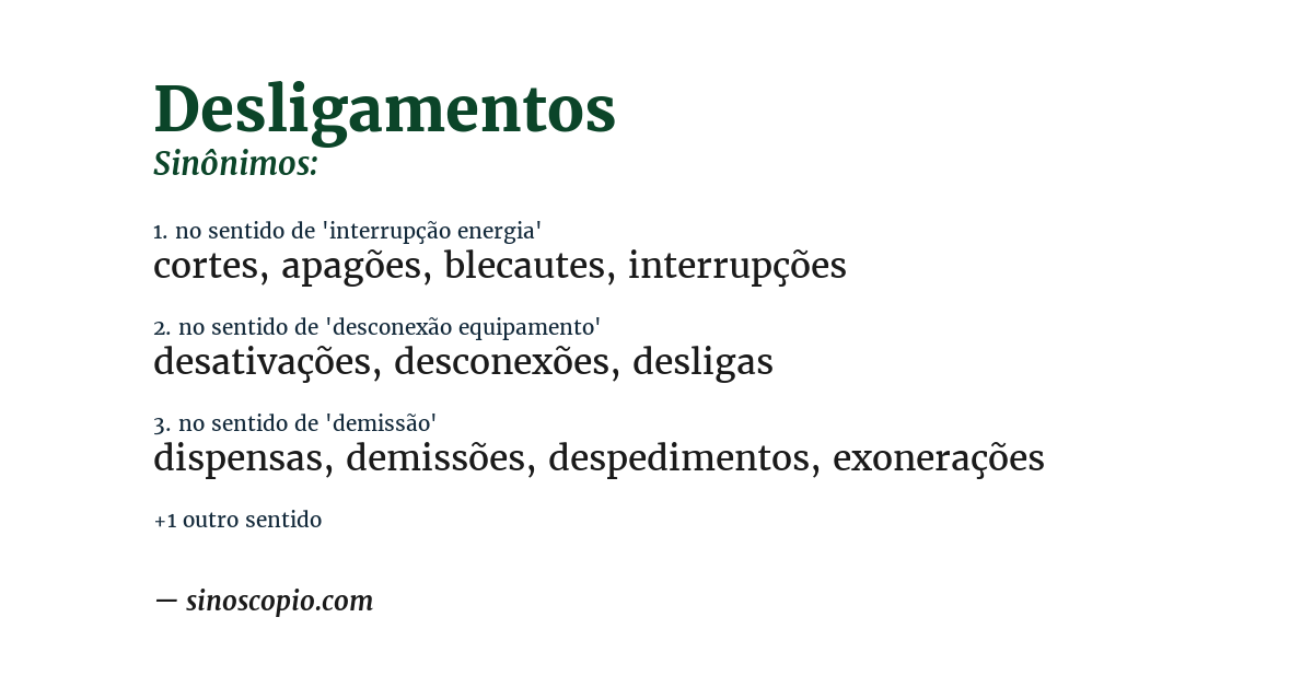 Sinônimo de desligamentos