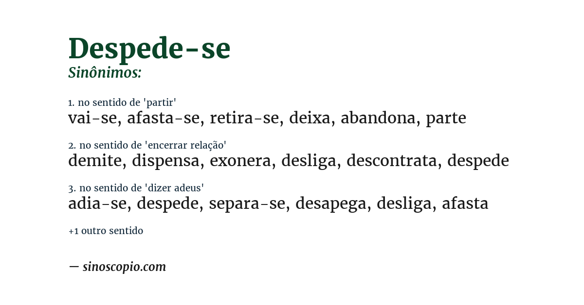 Sinônimo de despede-se