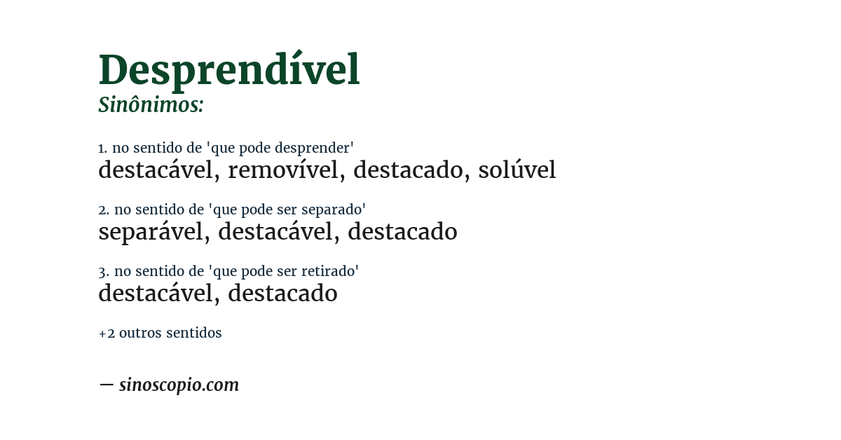 Sinônimo de desprendível