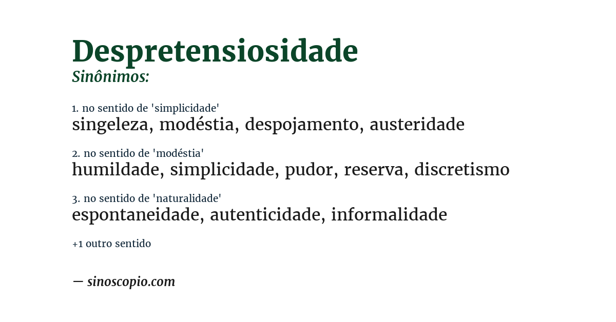 Sinônimo de despretensiosidade