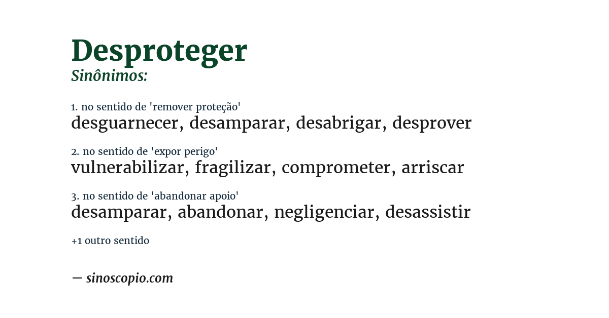 Sinônimo de desproteger