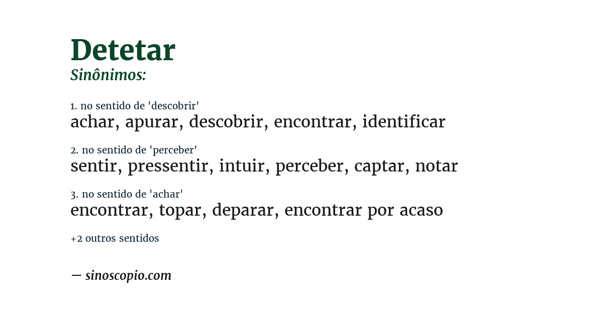 Sinônimo de detetar