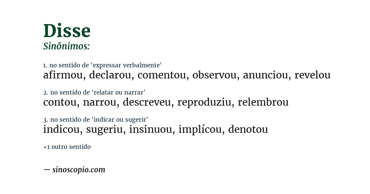 Sinônimo de disse