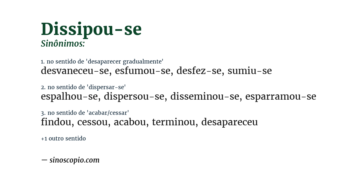 Sinônimo de dissipou-se