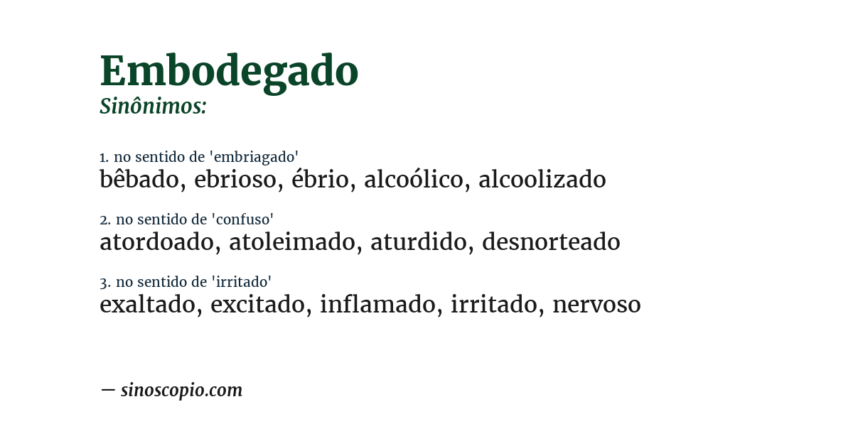 Sinônimo de embodegado