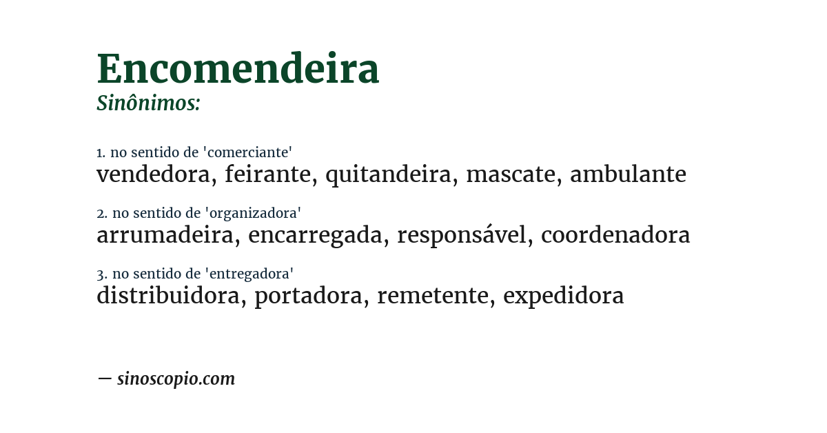 Sinônimo de encomendeira