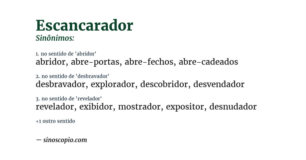 Sinônimo de escancarador