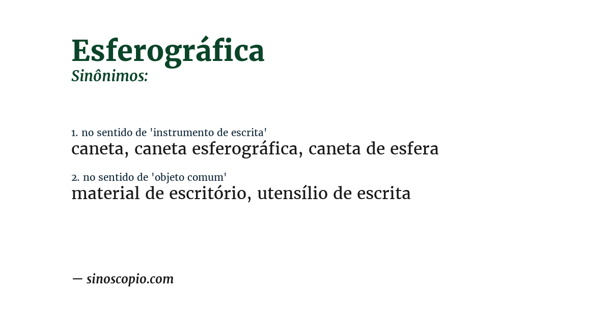Sinônimo de esferográfica