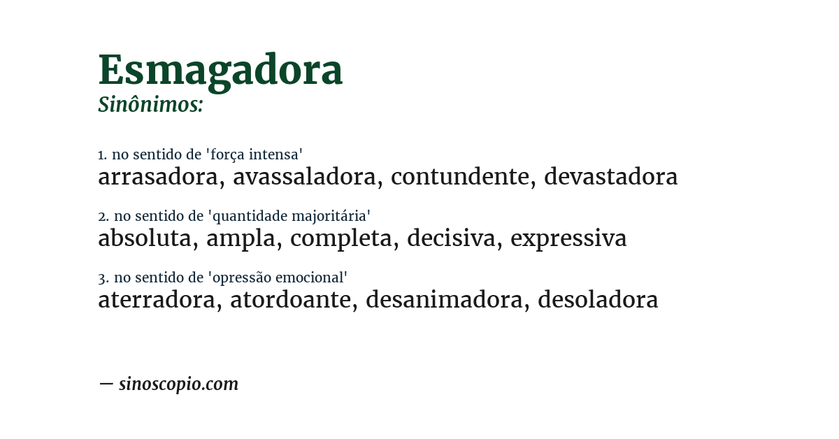 Sinônimo de esmagadora