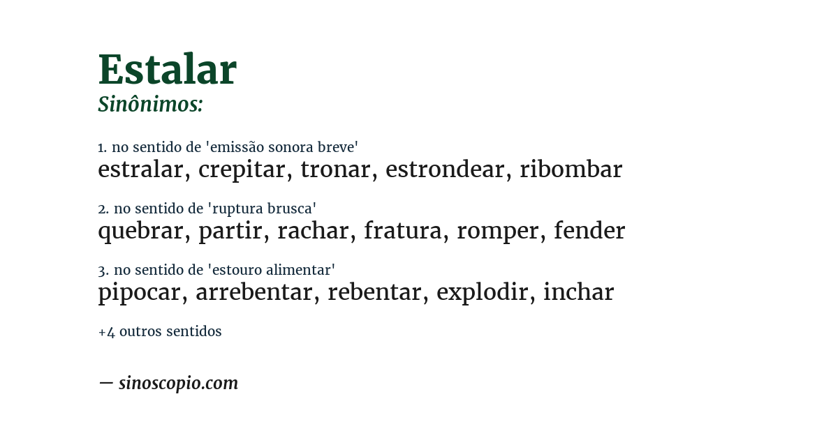 Sinônimo de estalar